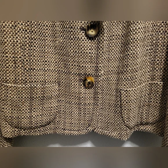TALBOTS Women's Neutral Brown Tweed Jacket 14 - Picture 6 of 12